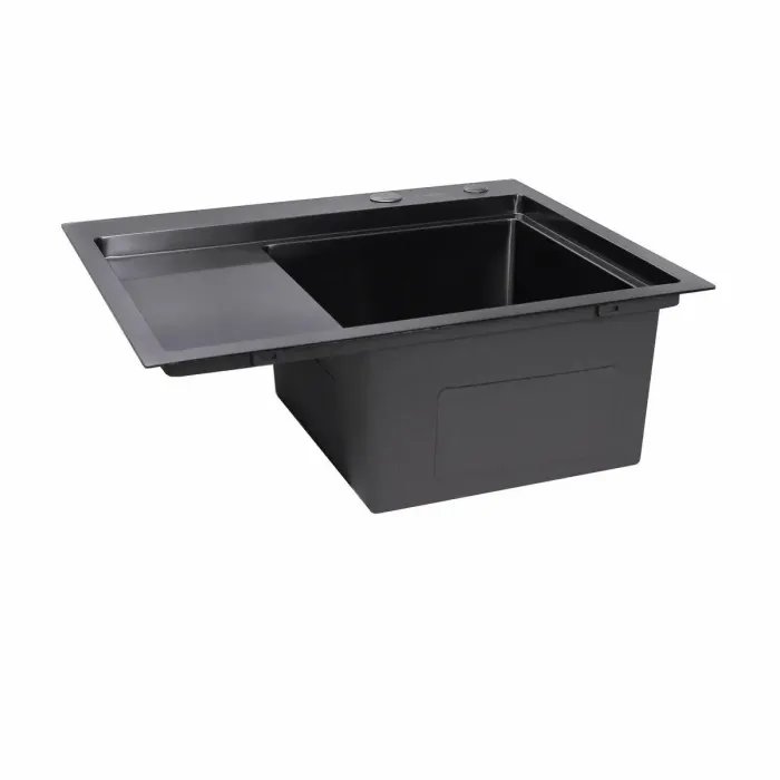 Кухонная мойка Platinum Handmade PVD R из нержавеющей стали 3 мм, 58x48x22 см, Прямоугольна Черная (000032278)
