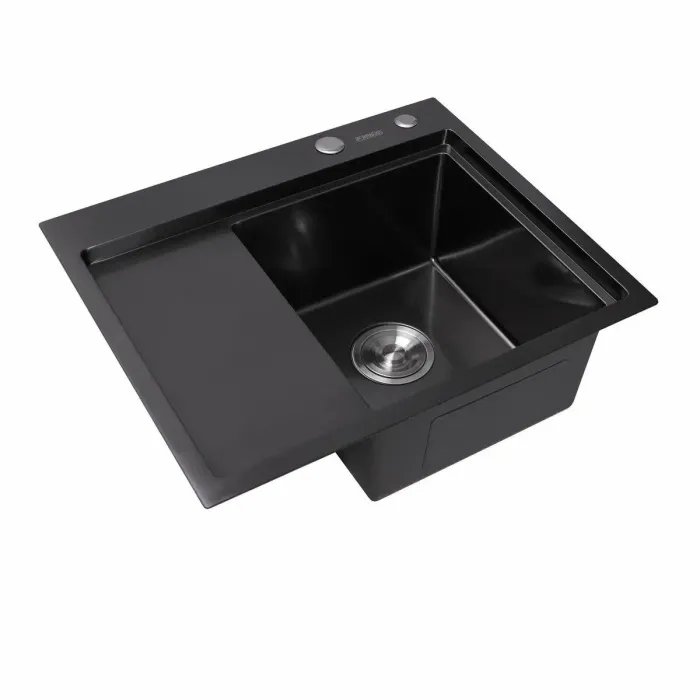 Кухонная мойка Platinum Handmade PVD R из нержавеющей стали 3 мм, 58x48x22 см, Прямоугольна Черная (000032278)