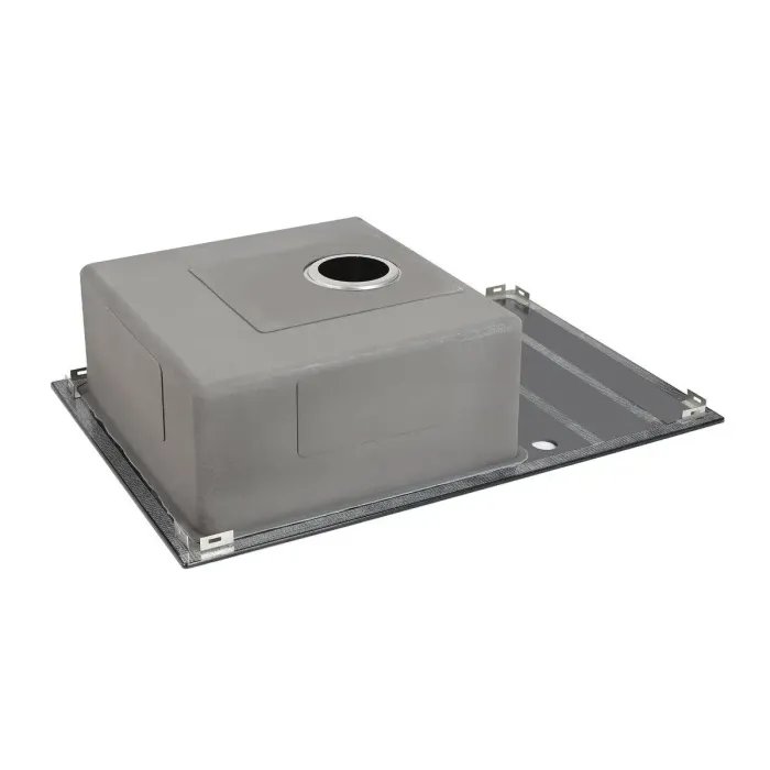 Кухонная стеклянная мойка Germece Handmade Black Glass нержавеющая сталь 3 мм, 78x51x20 см, Прямоугольная