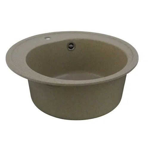 Кухонная мойка Рlatinum Luna 510, D=51 см гранитная матовая с креплением, Бежевая (000024794)