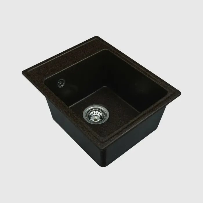 Кухонная мойка Platinum 4050 RUBY гранитная глянцевая с креплением, 40x50 см, Шоколад (000024954)