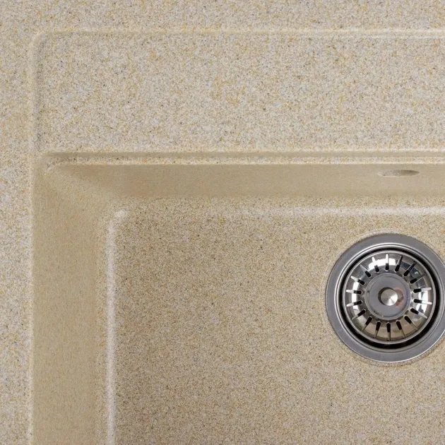 Кухонная мойка Platinum 5751 NIKA гранитная глянцевая с креплением, 57x51 см, Бежевая (000031357)
