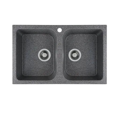 Кухонная мойка Platinum 7648W TWIN гранитная глянцевая с креплением, 76x48 см, Микс (000024928)