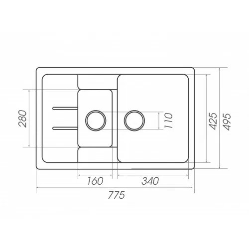 Кухонная мойка Platinum 7850W KESSAN гранитная глянцевая с креплением, 78x50 см, Серый металлик (000024997)
