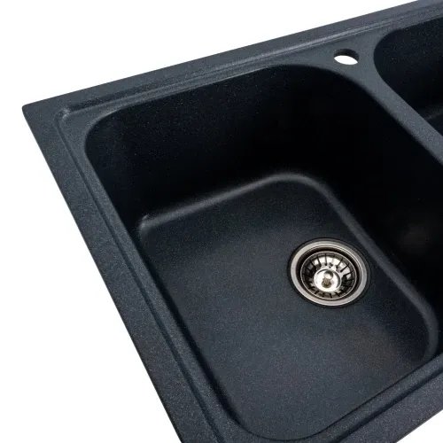 Кухонная мойка Platinum 7950 Equatoria гранитная глянцевая с креплением, 79x50 см, Антрацит (000035780)