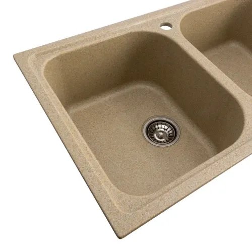 Кухонная мойка Platinum 7950 Equatoria гранитная глянцевая с креплением, 79x50 см, Бежевый (000035781)