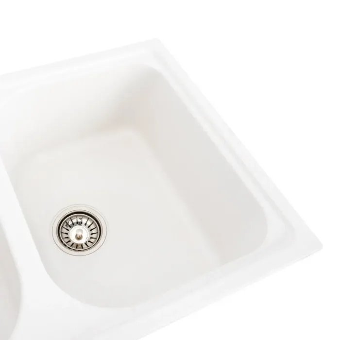 Кухонная мойка Platinum 7950 Equatoria гранитная глянцевая с креплением, 79x50 см, Белоснежная (000035783)