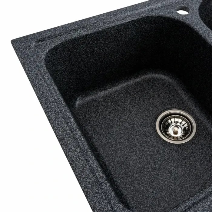 Кухонная мойка Platinum 7950 Equatoria гранитная глянцевая с креплением, 79x50 см, Графит (000035784)