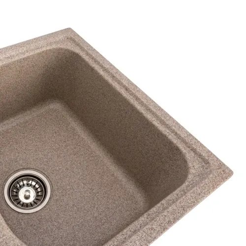 Кухонная мойка Platinum 7950 Equatoria гранитная глянцевая с креплением, 79x50 см, Карамель (000035791)