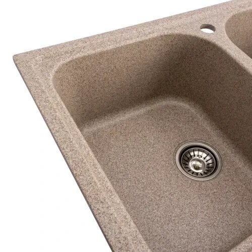 Кухонная мойка Platinum 7950 Equatoria гранитная глянцевая с креплением, 79x50 см, Карамель (000035791)
