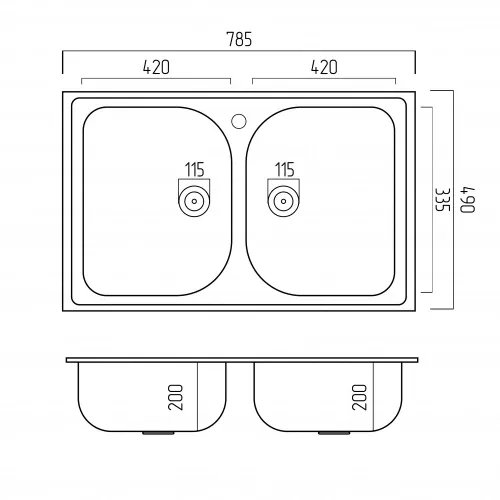 Кухонная мойка Platinum 7950 Equatoria гранитная глянцевая с креплением, 79x50 см, Микс (000035792)