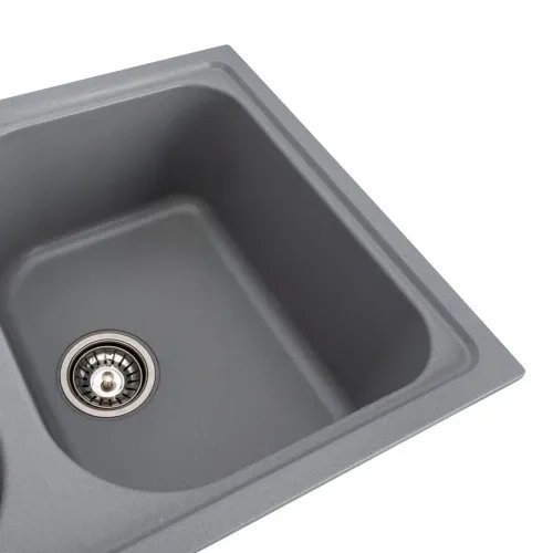 Кухонная мойка Platinum 7950 Equatoria гранитная глянцевая с креплением, 79x50 см, Серый металлик (000035796)