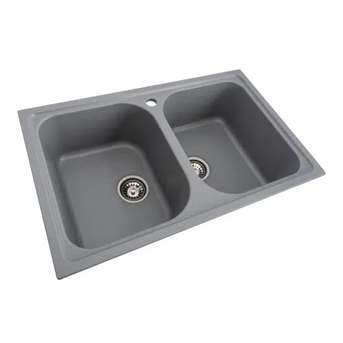 Кухонная мойка Platinum 7950 Equatoria гранитная глянцевая с креплением, 79x50 см, Серый металлик (000035796)