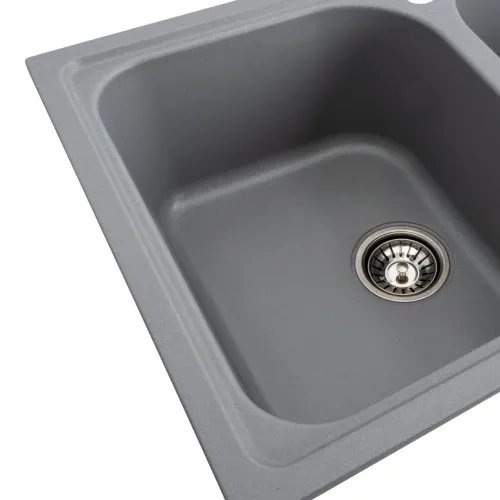 Кухонная мойка Platinum 7950 Equatoria гранитная глянцевая с креплением, 79x50 см, Серый металлик (000035796)