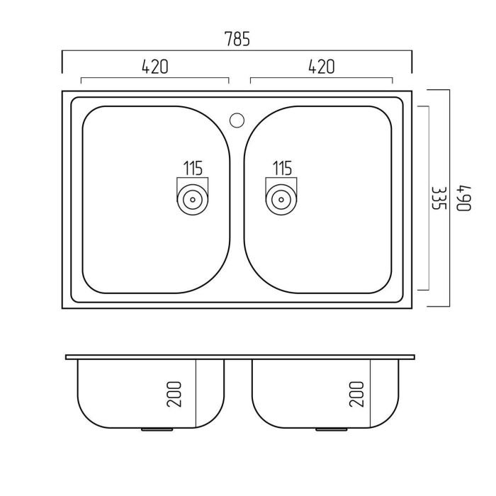 Кухонная мойка Platinum 7950 Equatoria гранитная глянцевая с креплением, 79x50 см, Топаз (000035798)