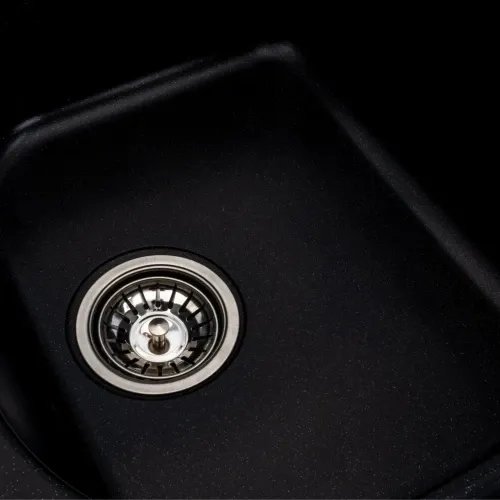 Кухонная мойка Platinum 7950 Equatoria гранитная глянцевая с креплением, 79x50 см, Черный металлик (000035801)