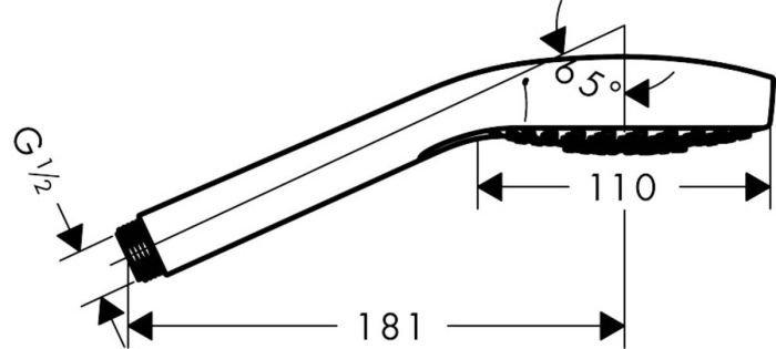 Ручной душ Hansgrohe Croma Select S 1jet из пластика, Хром/Белый (26804400)