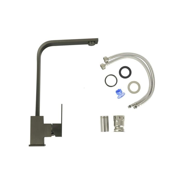 Смеситель кухонный Platinum PVD 7104 BW поворотный, однорычажный из нержавеющей стали, Черный (SP000033662)