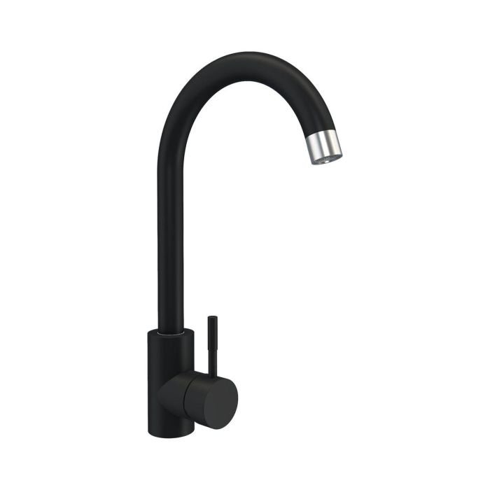 Смеситель кухонный Platinum NА3008A поворотный, однорычажный из нержавеющей стали, Черный матовый