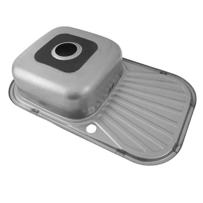 Кухонная мойка Platinum 7848 из нержавеющей полированной стали 0,8 мм, 78x48 см, Прямоугольная (000000515)