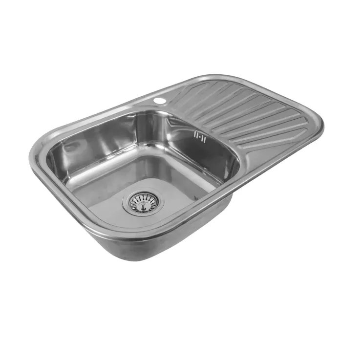 Кухонная мойка Platinum 7848 из нержавеющей полированной стали 0,8 мм, 78x48 см, Прямоугольная (000000515)