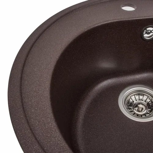 Кухонная мойка Рlatinum Luna 510, D=51 см гранитная матовая с креплением, Мокко (000025058)