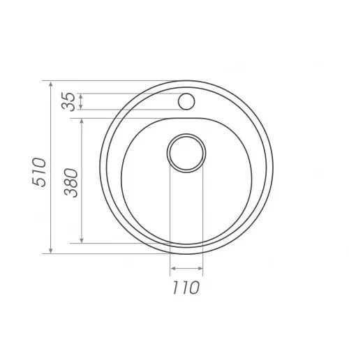 Кухонная мойка Рlatinum Luna 510, D=51 см гранитная матовая с креплением, Шоколад (000025067)