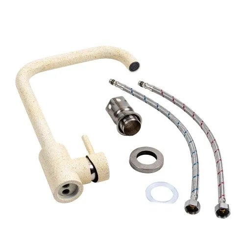 Смеситель кухонный Platinum NS02B (3008B-NA) поворотный, однорычажный из нержавеющей стали, Песок (000039914)