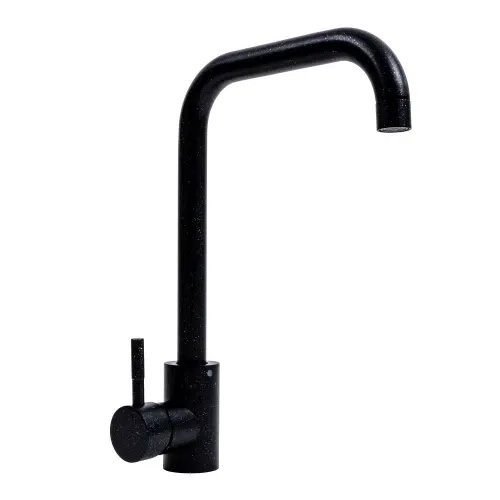 Смеситель кухонный Platinum NS02B (3008B-NA) поворотный, однорычажный из нержавеющей стали, Черный металлик