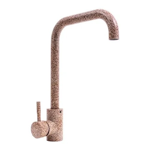 Смеситель кухонный Platinum NS02B (3008B-NA) поворотный, однорычажный из нержавеющей стали, Карамель