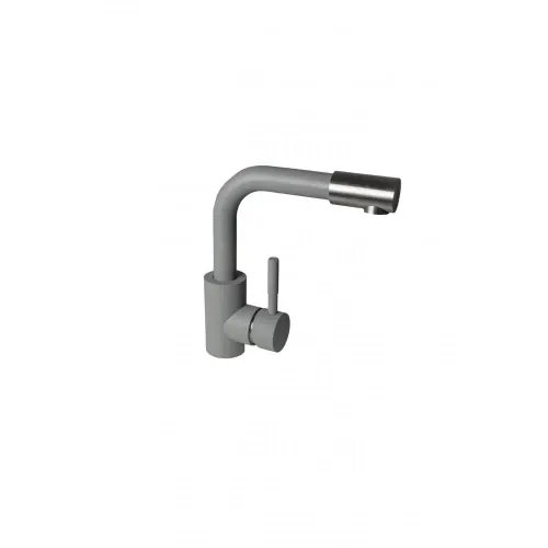 Смеситель кухонный Germece 8530 поворотный, однорычажный из нержавеющей стали, Серый металлик (000023847)