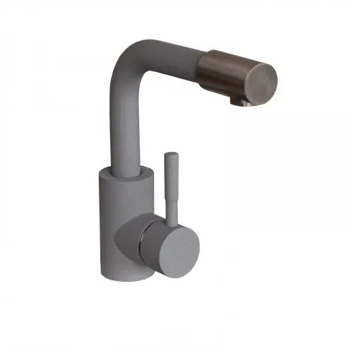 Смеситель кухонный Platinum 8530 поворотный, однорычажный из нержавеющей стали, Серый металлик (000032592)