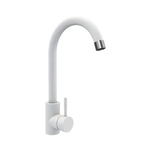Смеситель кухонный Platinum NА3008A поворотный, однорычажный из нержавеющей стали, Белоснежный (000032149)