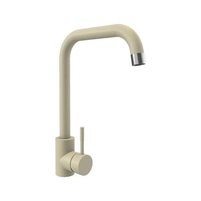 Смеситель кухонный Platinum NА3008B поворотный, однорычажный из нержавеющей стали, Айвори (000034637)