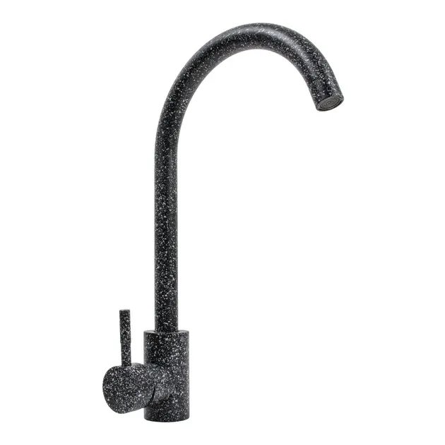 Смеситель кухонный Platinum 56 B NESP (3008 А) поворотный, однорычажный из нержавеющей стали, Графит