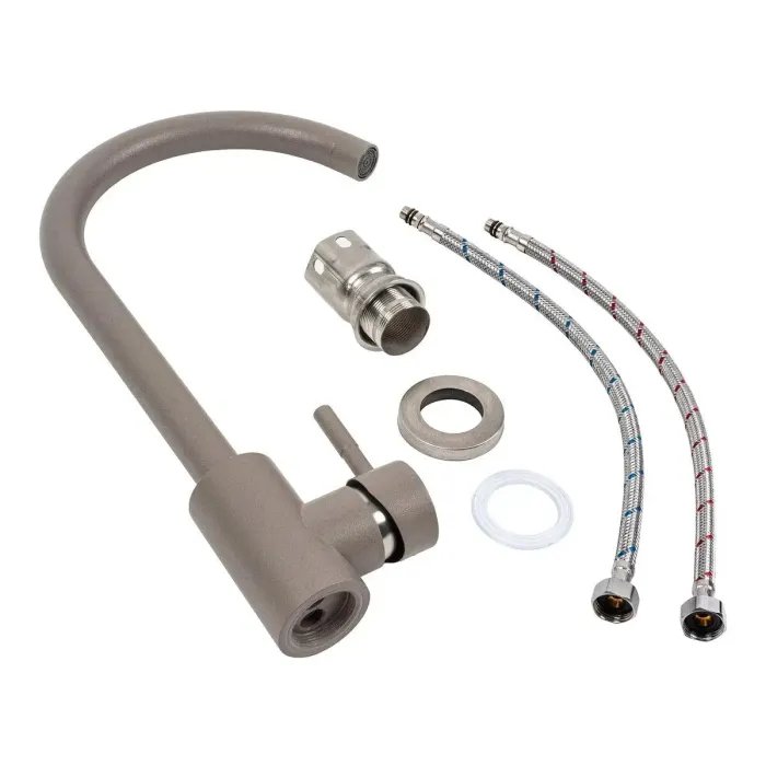 Смеситель кухонный Platinum 56 B NESP (3008 А) поворотный, однорычажный из нержавеющей стали, Дюна (000041051)