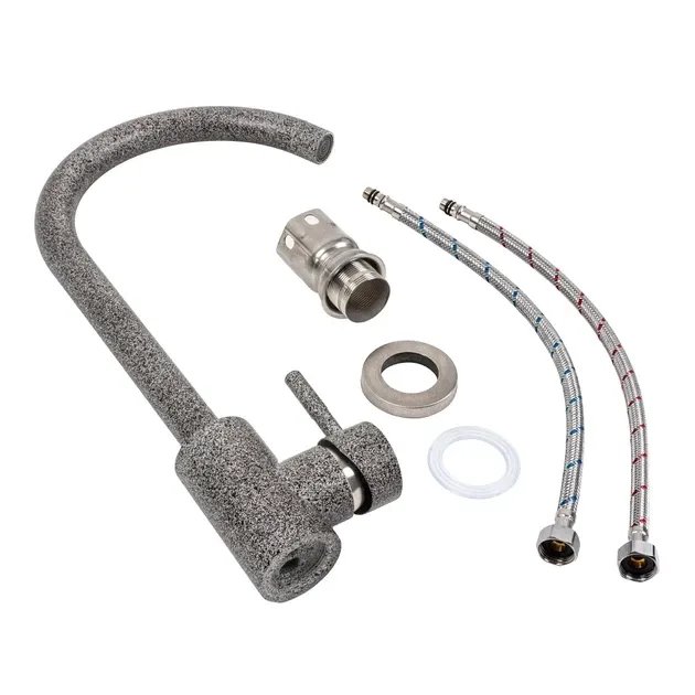 Смеситель кухонный Platinum 56 B NESP (3008 А) поворотный, однорычажный из нержавеющей стали, Микс (000041053)