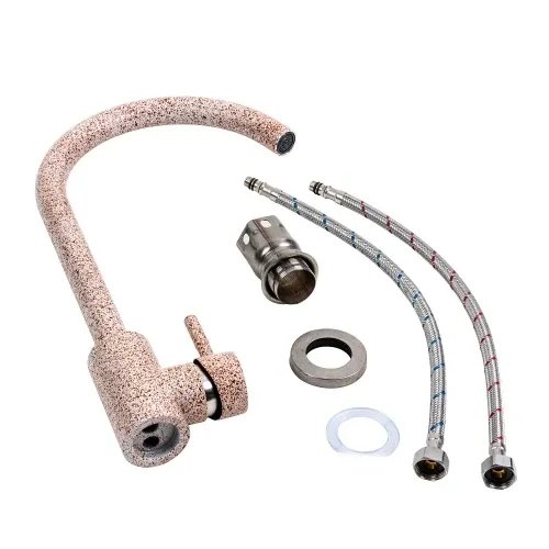 Смеситель кухонный Platinum 56 B NESP (3008 А) поворотный, однорычажный из нержавеющей стали, Карамель