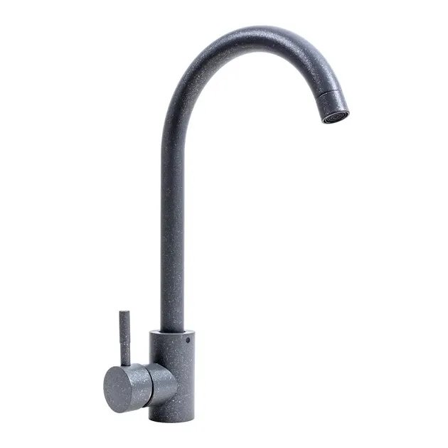 Смеситель кухонный Platinum 56 B NESP (3008 А) поворотный, однорычажный из нержавеющей стали, Серый металлик