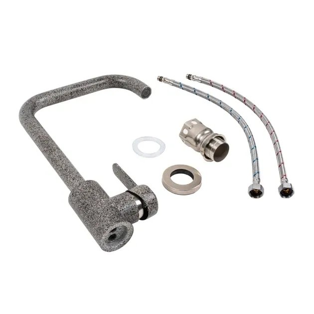 Смеситель кухонный Platinum KT 11 (3008B-FH) поворотный, однорычажный из нержавеющей стали, Микс (SP000033465)