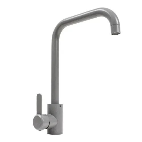 Смеситель кухонный Platinum KT 11 (3008B-FH) поворотный, однорычажный из нержавеющей стали, Серый металлик