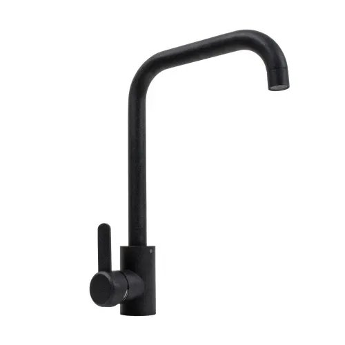 Смеситель кухонный Platinum KT 11 (3008B-FH) поворотный, однорычажный из нержавеющей стали, Карбон