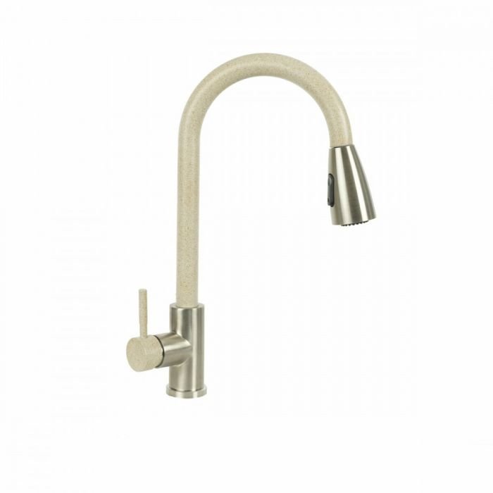 Смеситель кухонный Platinum KT 8203 (8614) однорычажный с выдвижным изливом, Сафари комби (000033951)