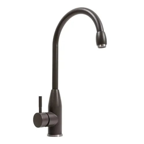 Смеситель кухонный Platinum 26 FHP (7456) поворотный, однорычажный из нержавеющей стали, Темная скала