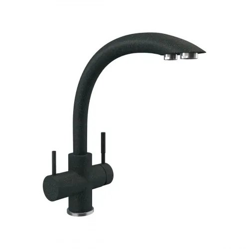 Смеситель под фильтр Platinum 8203 HDF поворотный, двухрычажный из нержавеющей стали, Антрацит (000032282)