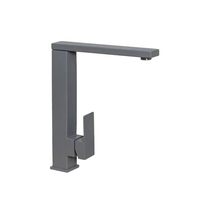 Смеситель кухонный Germece 8569 S поворотный, однорычажный из нержавеющей стали, Серый металлик (000033045)