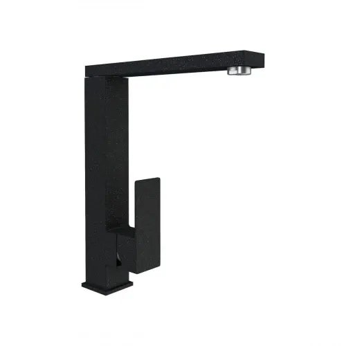 Смеситель кухонный Platinum 30 FHP (8569S) поворотный, однорычажный из нержавеющей стали, Черный металлик