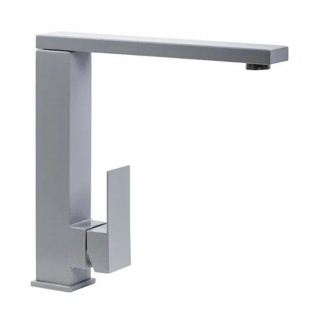 Смеситель кухонный Platinum 30 FHP (8569S) поворотный, однорычажный из нержавеющей стали, Серый металлик