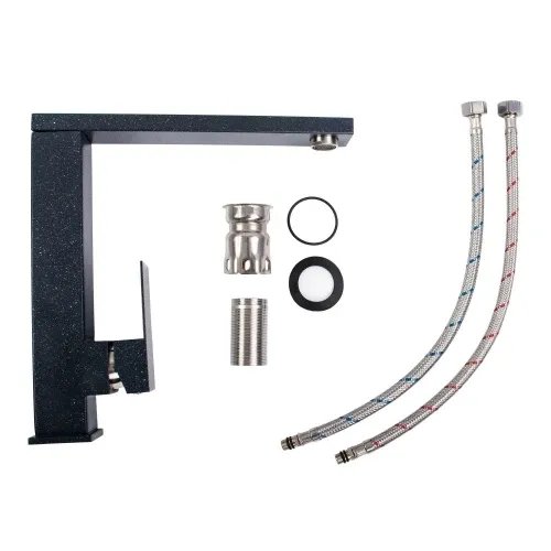 Смеситель кухонный Platinum 30 FHP (8569S) поворотный, однорычажный из нержавеющей стали, Антрацит (000033351)