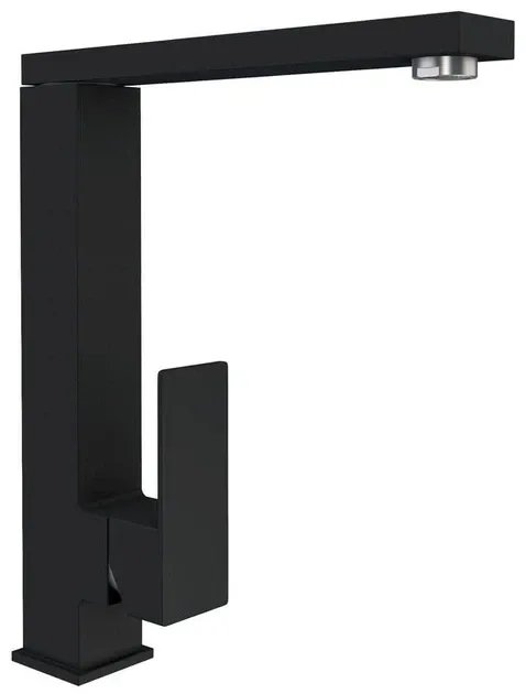 Смеситель кухонный Platinum 30 FHP (8569S) поворотный, однорычажный из нержавеющей стали, Черный матовый